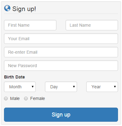 Bootstrap Sign Up page